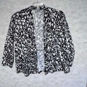 Bon Worth Women's Floral Print 3/4 Sleeve Open Front‎ Cardigan/Jacket Large